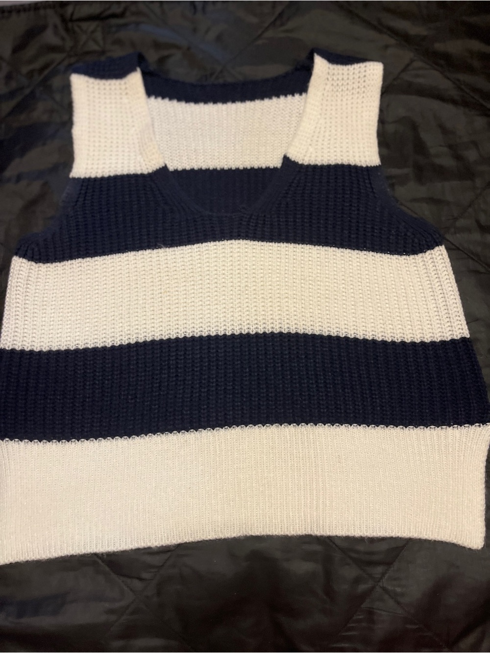 Classic Navy & White Striped Knit Tank Sweater